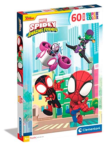 Image of Clementoni - 26476 - Supercolor Puzzle - Marvel Spidey & His Amazing Friends - 60 Maxi Pieces, Jigsaw Puzzle For Kids Age 4, Puzzle Cartoon, Made In Italy