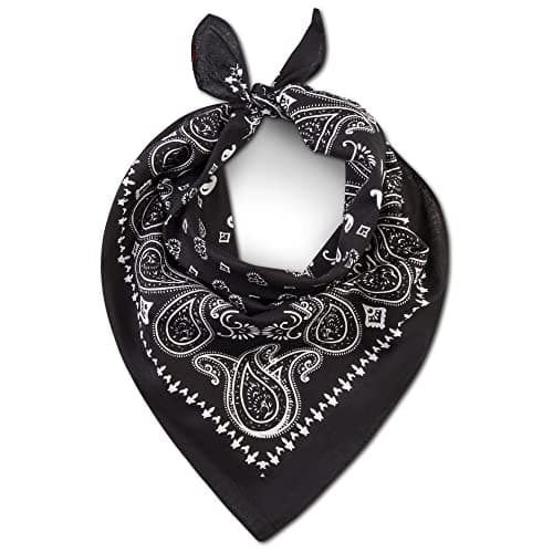 Image of LOVARZI Black Bandana for Men & Women - Cotton Paisley Scarf - Large Head & Hair Scarves - Pirate Headband Neckerchief