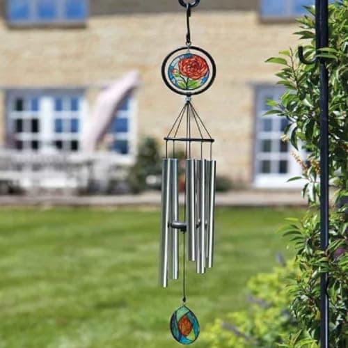 Image of Flamboya Chorus Chimes Glass Rose Wind Chime