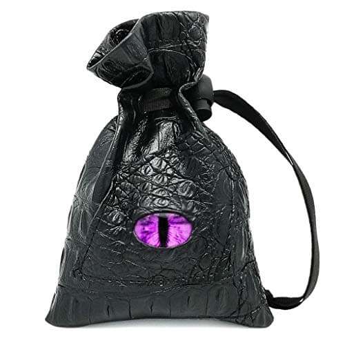Image of Haxtec Dragon Eye Dice Bag DND Leather Dice Pouch for Dungoens and Dragons TTRPG Gifts-Purple Eye