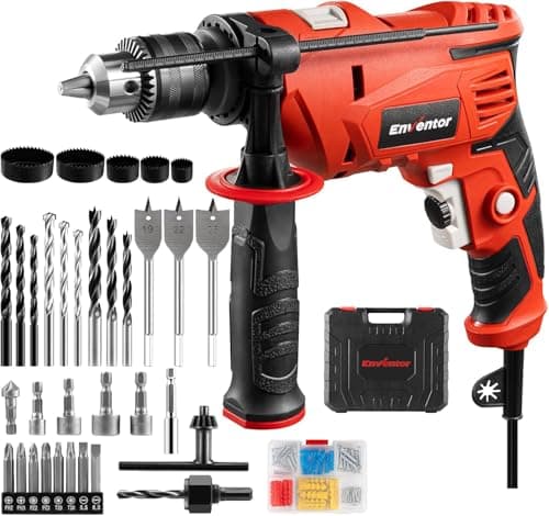 Image of Enventor Hammer Drill, 900W 0-3000RPM Electric Corded Hammer Drill, Variable Speed, 13mm Chuck, 360° Auxiliary Handle, with 36pcs Accessories for Concrete, Iron Plate, Masonry and Wood
