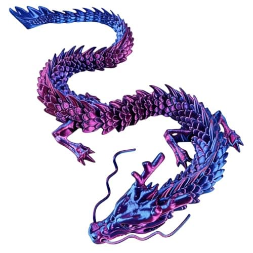 Image of DNTHYRIN Large 3D Printed Dragon, Decorative Laser Purple Statue for Home and Office Display, Intricately Detailed 60 cm Collectible Figure