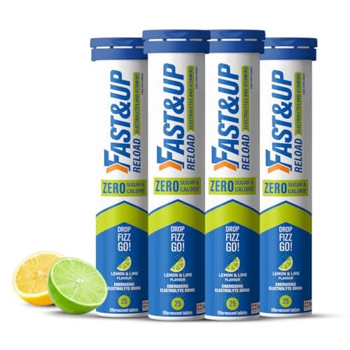 Image of Fast&Up Reload Zero Electrolyte Tablets | Zero Sugar & Calories | Lemon & Lime Flavour | 100 Effervescent Tablets with Vitamin C & B12 | Instant Hydration & Energy