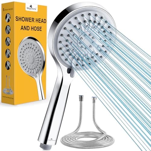 Image of Magichome High Pressure Shower Head and Hose, 5 Spray Modes, Large Powerful Flow Handheld Showerhead for Low Water Pressure