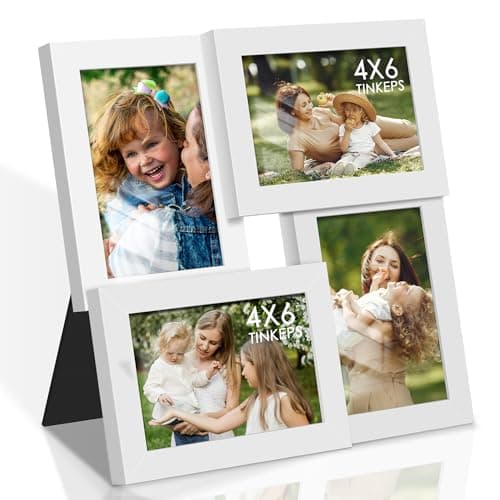 Image of Tinkeps Collage Picture Frames, 4 Frames for 4x6 Photos, 6x4 Photo Frames Multiple Pictures for Wall, Multi Photo Frames for wall, White