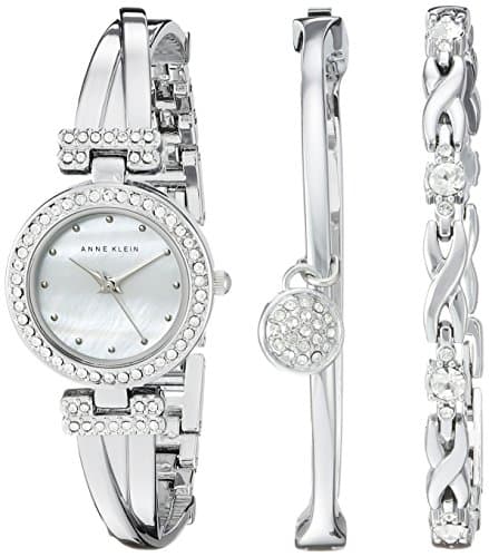 Image of Anne Klein Women's Premium Crystal Accented Bangle Watch and Bracelet Set