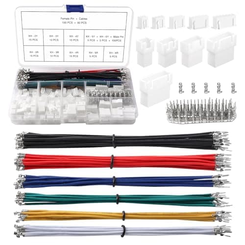 Image of YIXISI 370 PCS 2.54mm JST-XH 2/3/4/5/6 Pin Housing Connector Adapter Plug, Male and Female JST Connector Kit, with 22AWG Dual Head Pre-Crimped Cables Wire
