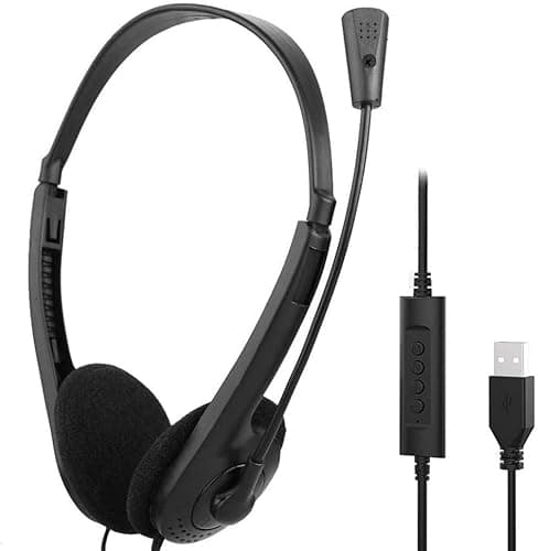 Image of OrcoW USB Headsets with Microphone Noise Cancelling Mic & Audio Controls,PC Headsets Adjustable Headband Earphone Wired Stereo Computer Headphone for Call Center/Office/Online Course/Conference Calls