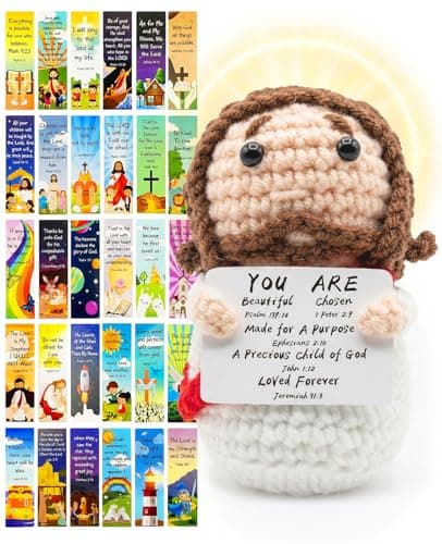Image of Rudfovn Mini 10 * 6.5CM Figures, Jesus Plush, Positive Crochet Jesus Dolls, God Jesus Religious Gift for Women Men