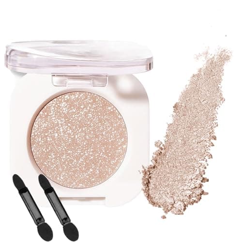 Image of Luminous Single Eyeshadow with Applicator - Shimmer Pearl Glow Finish - Lightweight Silky Texture - Fine Sparkle Blendable Liquid Eyeshadow for Brightening Natural Eye Makeup (Champagne)