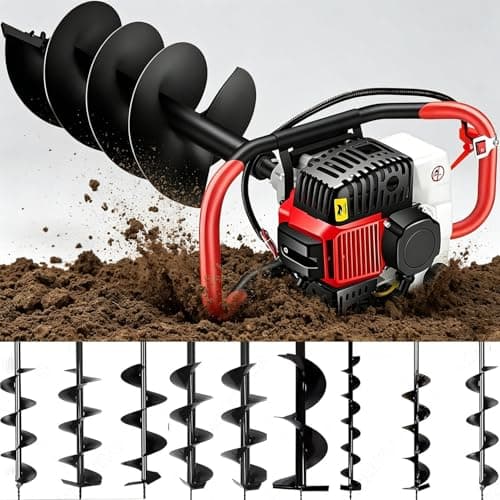 Image of LXMydriasis 158CC Gas Powered Post Hole Digger,4-Stroke Earth Auger Post Hole Digger,Earth Auger with Digging Machine Drill Bits 3 Pcs Drill Bits,Post Hole Borer for Fence,Farmland,Garden 12/15/20cm