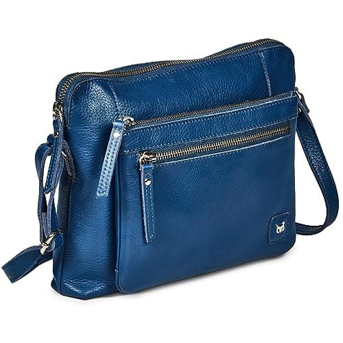 Image of Wise Owl Accessories Leather Crossbody Bags for Women Small Soft Genuine Pebbled Sling Shoulder Handbag Crossover Purse with Full Adjustable Strap (Sapphire Blue Nappa)