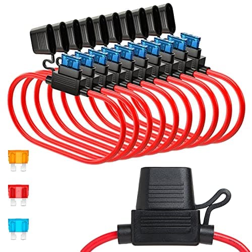 Image of GTIWUNG 10Pcs Car Inline Fuse Holder 32V In-line Standard Blade Waterproof 16AWG, Middle Fuse Holder Box, Medium Size