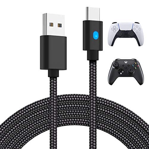 Image of FASTSNAIL 3m USB C Fast Charging Cable Cord Wire for Home & Car Compatible with Xbox Series X S/Switch Pro Controller,Long Braided Charger Lead with Indicator for Nintendo Switch,and Type-C Devices
