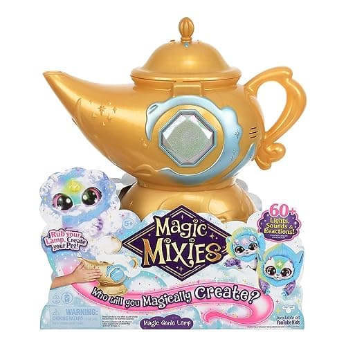 Image of Giochi Preziosi Magic Mixies Magic Lamp, Interactive Game with Interactive Plush for Children, Games for Girls from 3 Years, Magic Ring, Fog and Lights Effect, Blue