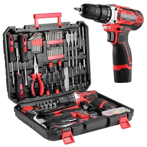 Image of TLGREEN 138 Pieces Tool Kit Set, Toolbox with 12V Cordless Drill Set, 25+1 Torque Levels, 2 Speed Gearbox, Mechanic Tool Box for Men Women Home(Socket & Wrench & Drill & Screwdriver Kit)