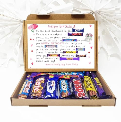 Image of Personalised Poem Birthday gift Treat Box Hug in a box, hamper Sweet gift, thank you Present for all ages Him/Her - Girlfriend