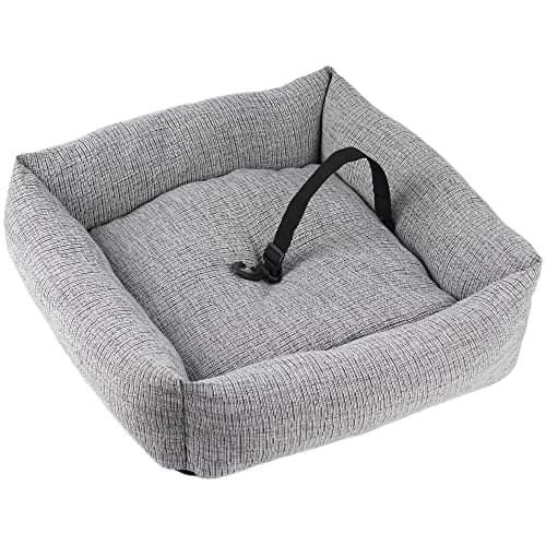 Image of Bunty Travel Dog Car Seat for Small to Medium Dogs - Car Bed with Safety Harness Clip - Protective Cover, Non-slip Dog Bed Booster Seat 49x49x17cm, Grey
