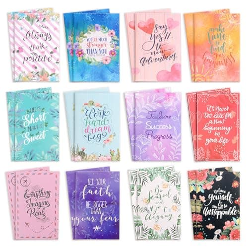 Image of 24 Pack Mini Notebooks, 3.1” x 5”(12.5 x 8 cm) Pocket Notebook with Inspirational Quotes, Small Lined Journals, Colorful Notepad Bulk for School, Office, Party Favors, Travel & Daily Planning