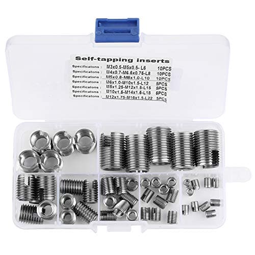 Image of Self-tapping Thread, 50 Pieces Internal Thread Self-tapping Thread Inserts Set of Stainless Steel Silver to Reinforce the Thread (M3 M4 M5 M6 M6.5 M8 M10 M12 M14 M16)
