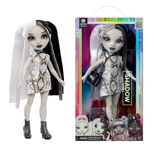 Image of Rainbow High Shadow High Heather Grayson - Grayscale 28cm Fashion Doll, Black & White Hair and Outfit, Stylish Handbag, Cute Present for Children 4-10 Years Old