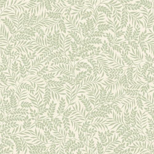 Image of Sage Green Mini Leaf Wallpaper - Natural Floral Branch Tree Cream Contemporary Modern, Feature Wall
