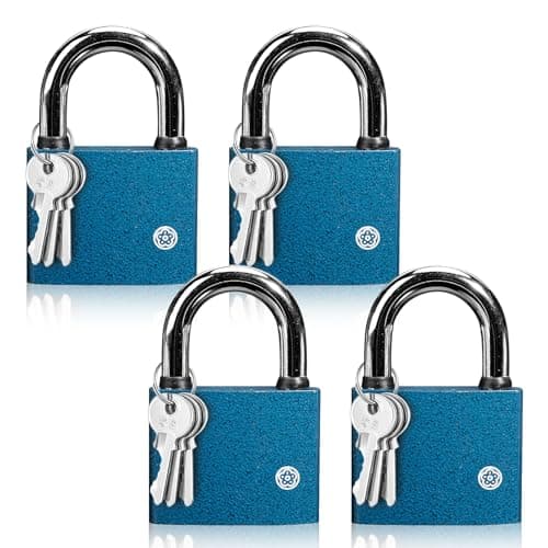 Image of 4 Pcs Outdoor Padlock Weatherproof, Iron Cylinder Pad Lock with 3 Keys Heavy Duty Padlocks with Keys Outdoor Security Shed Padlock for Wooden Doors Garage Garden Locker (38mm)