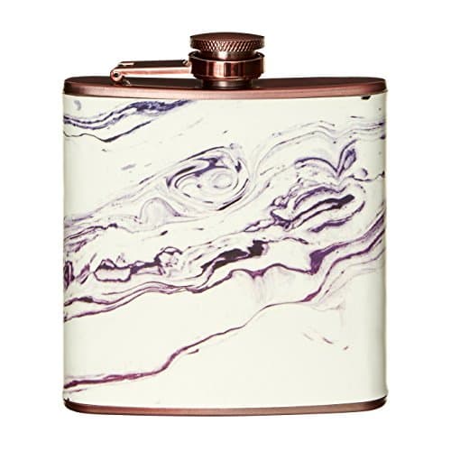 Image of Premier Housewares Hip Flask, Marble Effect, Rose Stainless-Steel, Gold, 3 x 10 x 11 cm