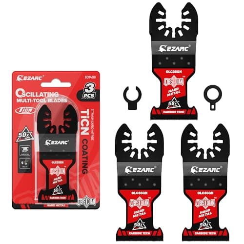 Image of EZARC Obsidian Carbide Oscillating Saw Blades, Multi Tool Blades Quick Release for Hard Metal, Nails, Bolts and Screws, 3-Pack