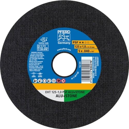 Image of PFERD Cutting Disc PSF Aluminium + Stone Pack of 10 | 125 x 1.0 x 22.23 mm, Straight | 61819015 - for Non-Ferrous Metals and Mineral Materials
