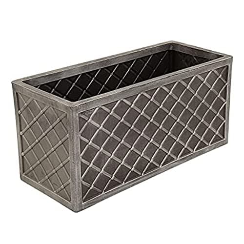 Image of Pluto Packaging 70cm Long Large Plastic Pewter Lazio Trough Grey Outdoor Garden Flower Planters (1 Lazio Trough Planter)