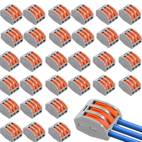 Image of 30pcs Wire Connectors, Electrical Connector Blocks, 3 Way Compact Cable Terminals Clips Terminal Block Quick Spring, Lever Nut Assortment Conductor with Clamp 3-Port electrical connectors(30PCS)
