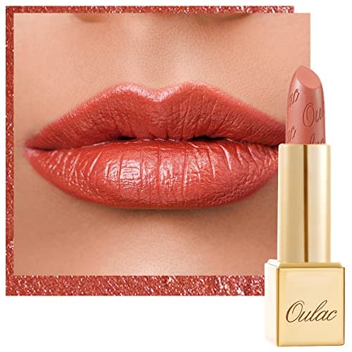 Image of OULAC Orange Metallic Shine Lipstick, Coral Glitter Long Lasting Lipsticks, High Impact Lightweight Soft and Ultra Hydrating,Vegan & Cruelty-Free, Full-Coverage Lip Color 4.3 g/0.15 ozBe Happy(05)
