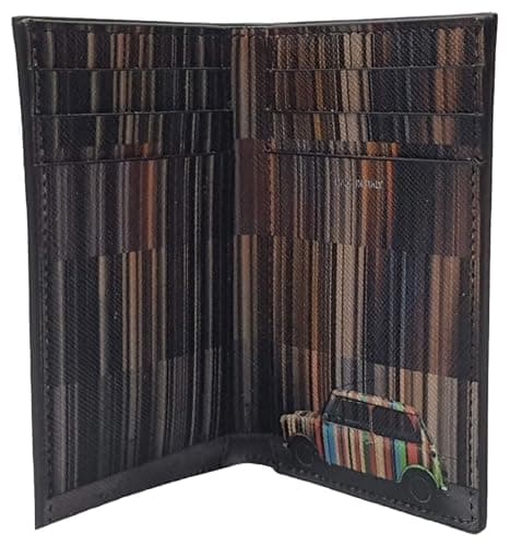 Image of Paul Smith 'Mini Stripe' Mens Credit Card Wallet in Black Leather