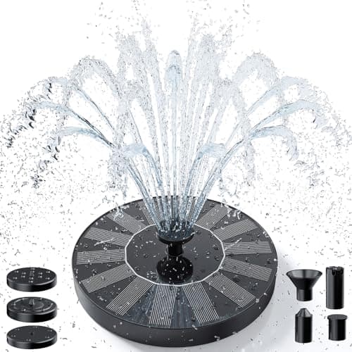 Image of AMZtime Solar Water Fountain for Bird Bath, Outdoor, Pond Pump with 6 Water Features, and Floating Fountain Pump for Gardens, Ponds, and Bird Baths