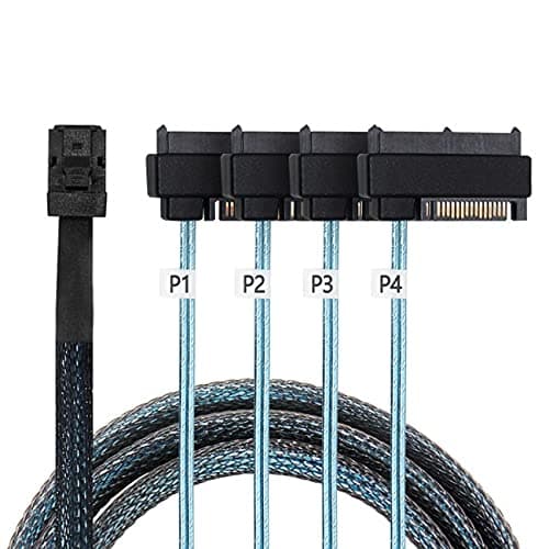 Image of Cablecc Internal Mini SAS SFF-8643 Host to 4 SAS 29Pin SFF-8482 Target Disk 6Gbps Data Server Raid Cable 50CM