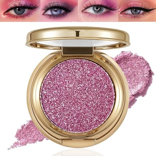 Image of Violet Shimmer Single Eyeshadow With Metallic Diamond Glitter Finish - High Waterproof Long Lasting Blendable Powder For Party, Festival, Stage Performance And Evening Glam Makeup