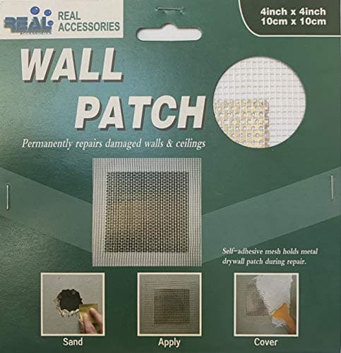 Image of 10cm x 10cm Self Adhesive Sticky Fibreglass Mesh Wall Patches | Perfect for Repair Holes in Damaged Plasterboard Wall & Ceilings (1, 10cm X 10cm)