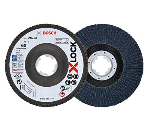 Image of Bosch Professional Flap Disc (X-LOCK, Ø 125 mm, grit size K60, bore Ø 22.23 mm, angled, angle grinder accessories)