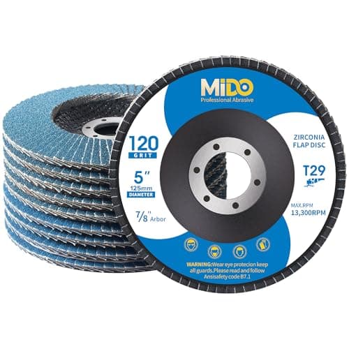 Image of MIDO Professional Abrasive Flap Discs 125mm 10 PCS 120 Grit Abrasive Flap Disc Type 29 Grinding Discs Sanding Discs for Angle Grinder to Sanding Grinding Metal Wood