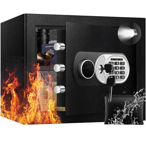 Image of ToruKeep 35L Security Safe Box, Home Safe with Fireproof Waterproof Bag, Anti-Theft Safety Box with Digital Keypad, Spare Keys, LED Light, Smart Alert System, Removable Shelf, 30D x 35W x 30H CM