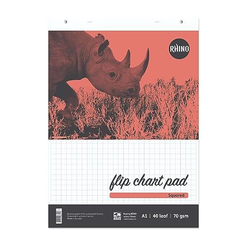 Image of Rhino A1 Flip Chart Paper Pad, 80-Page / 20mm Squared Paper, 10-Pack, 40-Leaf, Office & School Stationery Supplies
