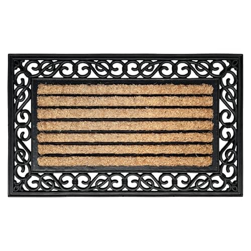 Image of EHC Heavy Duty Rect. Rubber & Thick Coir Brush Mat Natural Doormat 45 x 75 cm - Large