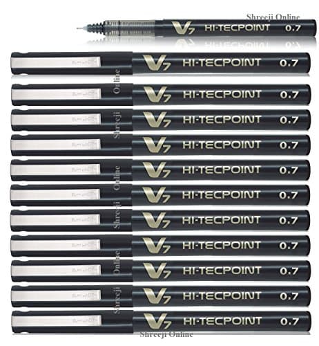 Image of Pilot BX-V7-B Hi-Tecpoint Rollerball Pen, 0.7 mm Tip - Black, Box of 12