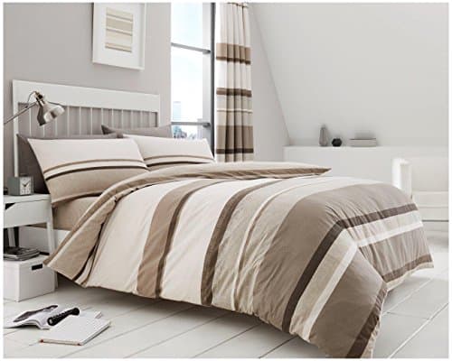 Image of GC GAVENO CAVAILIA Striped Duvet Cover Double, Reversible Printed Bedding Sets, Breathable Bed Covers, Natural