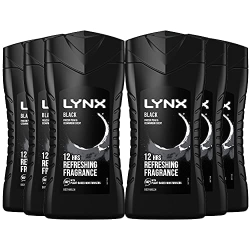 Image of 6pk of 225ml Lynx 12H Refreshing Black Frozen Pear & Cedarwood Scent Body wash