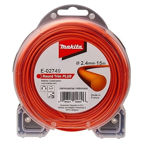 Image of Makita E-02749 Mowing Line Round 2.4 mm x 15 m Round Trim Plus Trimmer Line, Nylon, Orange, for Grass Trimmers and Brush Cutters
