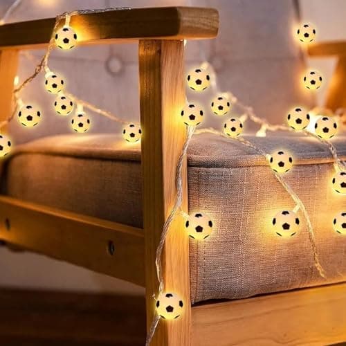 Image of Weskjer 20 LED Soccer String Lights, 3M Football String Lights, Soccer Ball Decoration Fairy Lights for Kids Bedroom Party Birthday