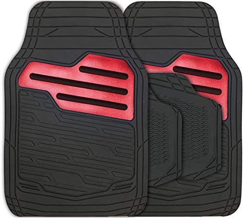 Image of Streetwize Adonia Mat Set [Pack of 4], Rubber, Non-Slip Backing Car 2 Front Mats + 2 Rear Mats (Red)