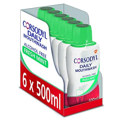 Image of Corsodyl Mouthwash, Alcohol Free Daily Gum Care Mouthwash, Fresh Mint Flavour, 500 ml, Pack of 6